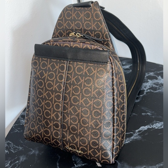 Calvin Klein Bag Millie Logo Sling CK Backpack PU Leather AUTHENTIC - Picture 2 of 16